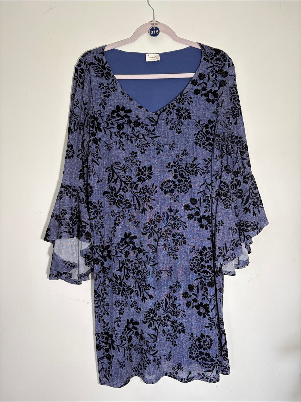 Siren Lily Purple Velvet Burnout Floral Bell-Sleeve Dress super cute